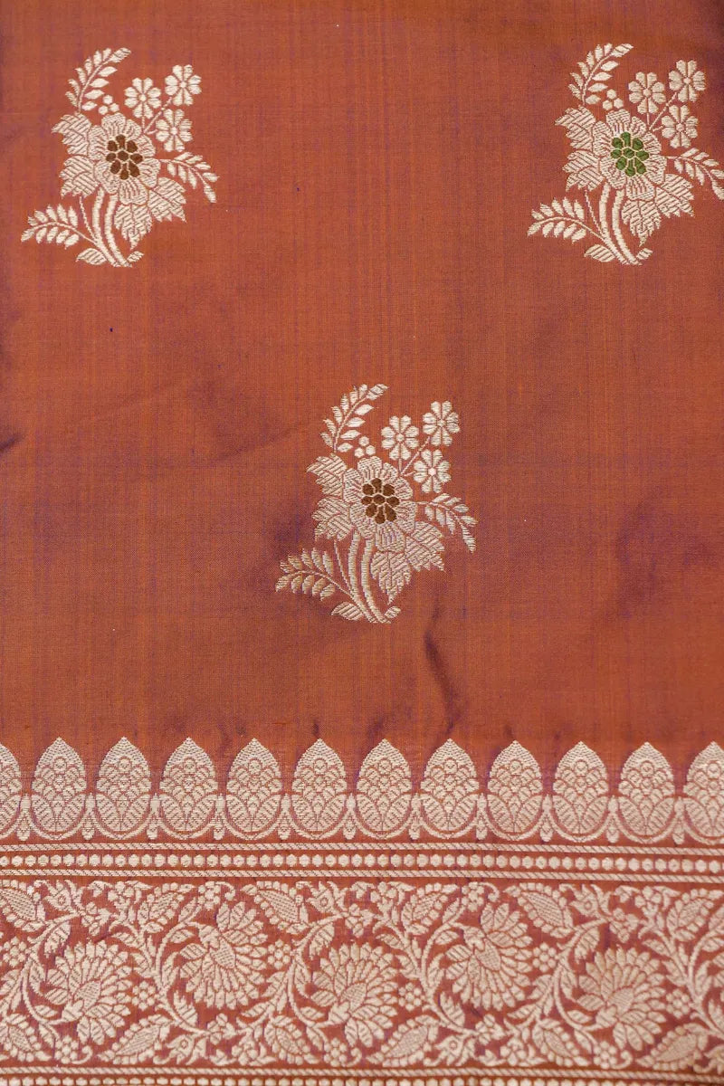 BANARASI KATAN SILK RUST COLOR UNSTITCHED SUIT