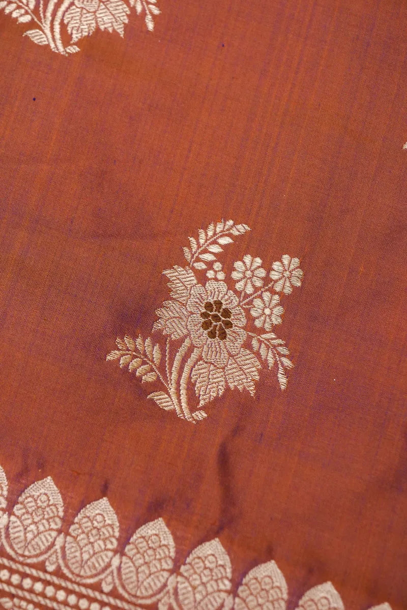 BANARASI KATAN SILK RUST COLOR UNSTITCHED SUIT