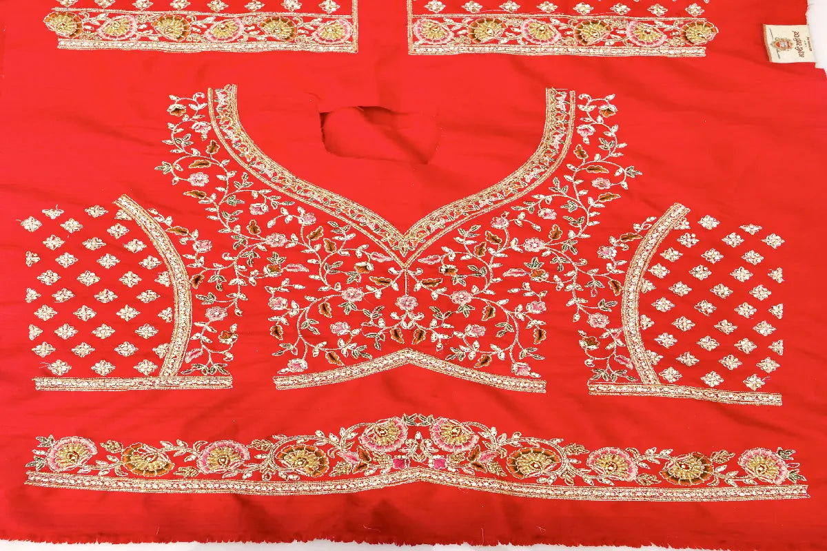 RAW SILK BRIDAL RED COLOR LEHENGA WITH HEAVY CAN-CAN FLARE AND ZARDOSI WORK