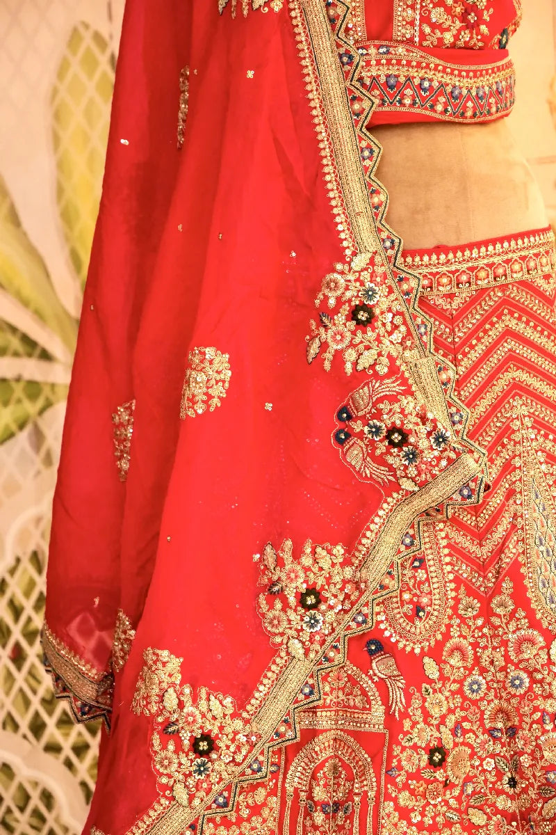 RAW SILK ROSE RANI COLOR LEHENGA