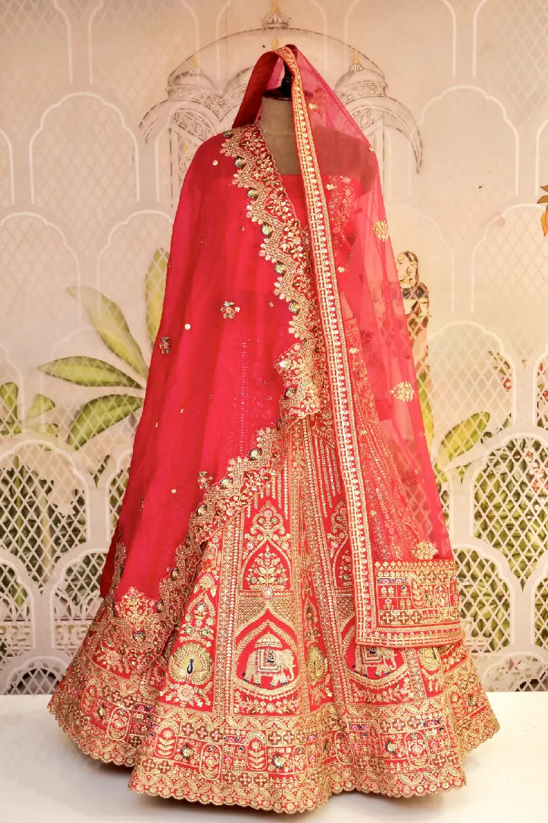 RAW SILK RANI COLOR LEHENGA