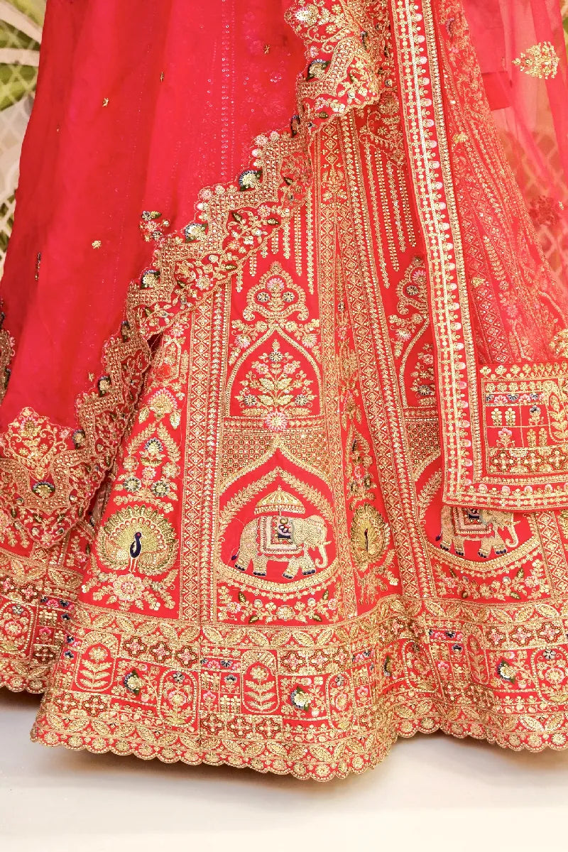 RAW SILK RANI COLOR LEHENGA