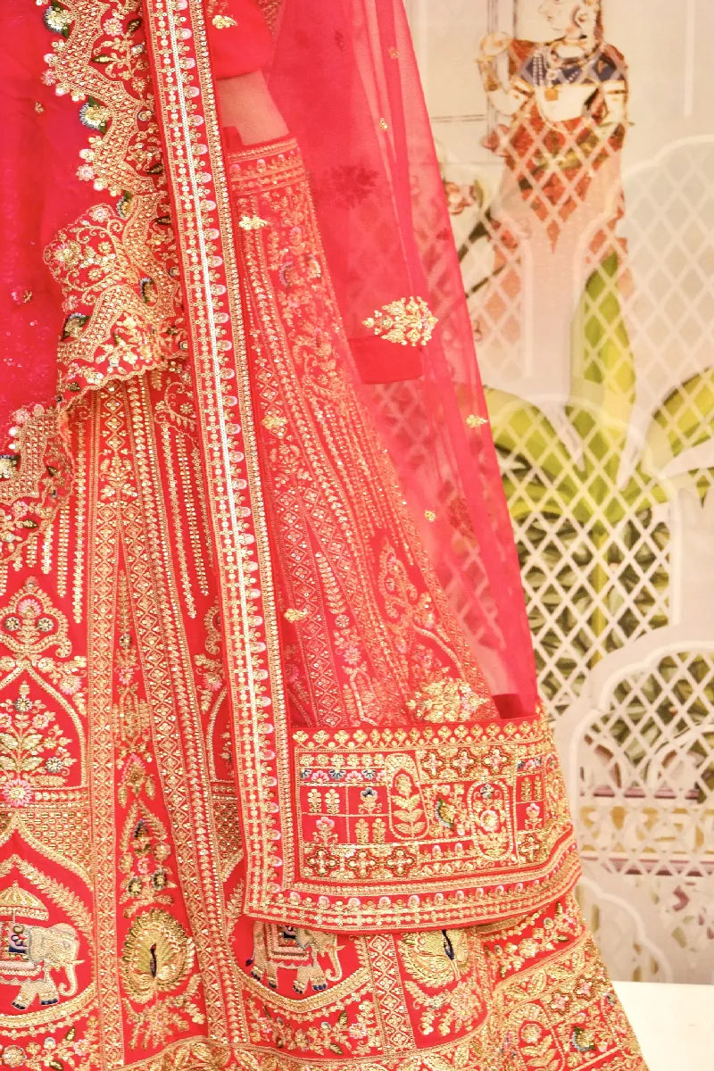 RAW SILK RANI COLOR LEHENGA