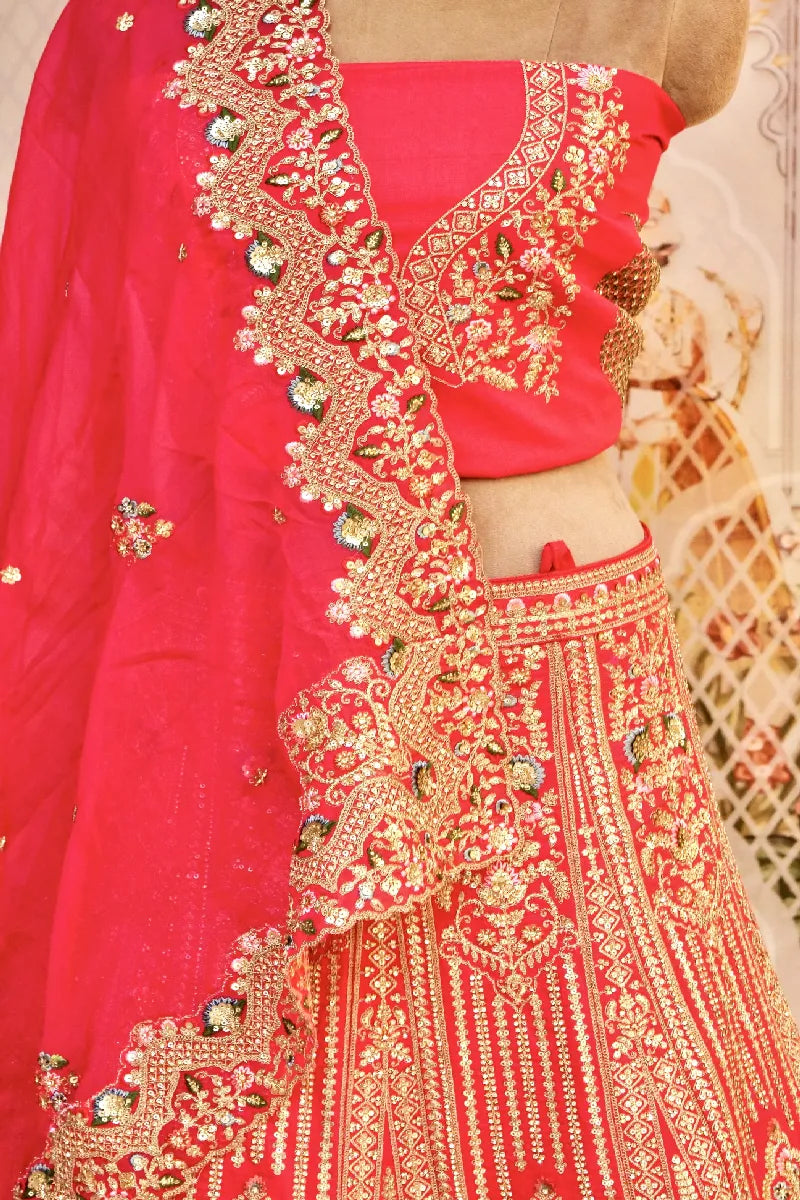 RAW SILK RANI COLOR LEHENGA