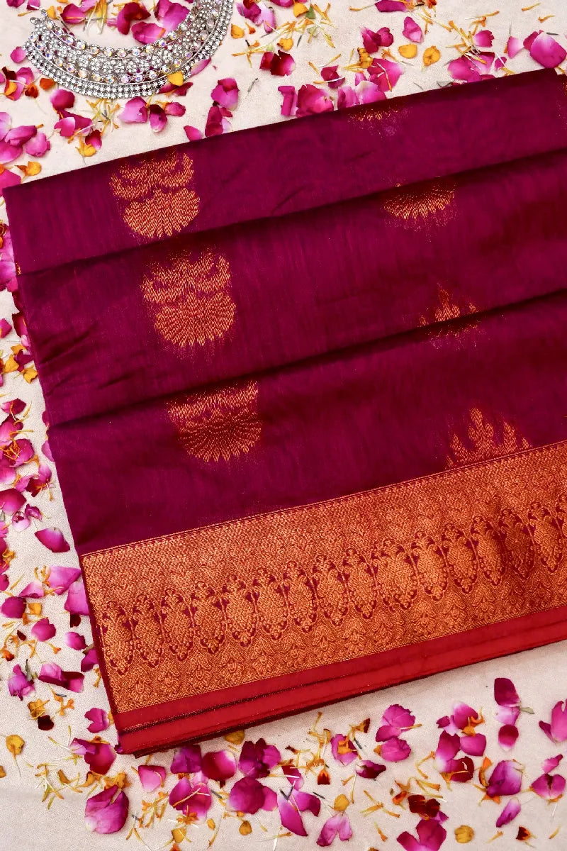 BANARASI WINE COLOR SIKO COTTON SAREE