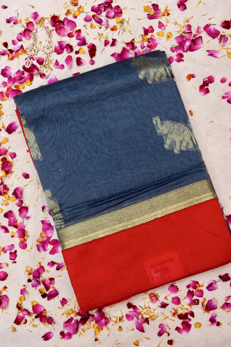 BANARASI GREY COLOR SIKO COTTON SAREE
