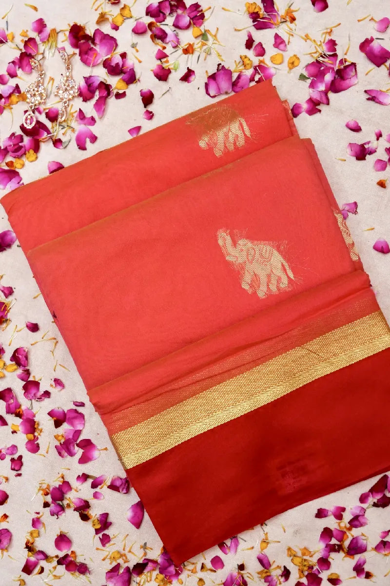 BANARASI GAJARI COLOR SIKO COTTON SAREE