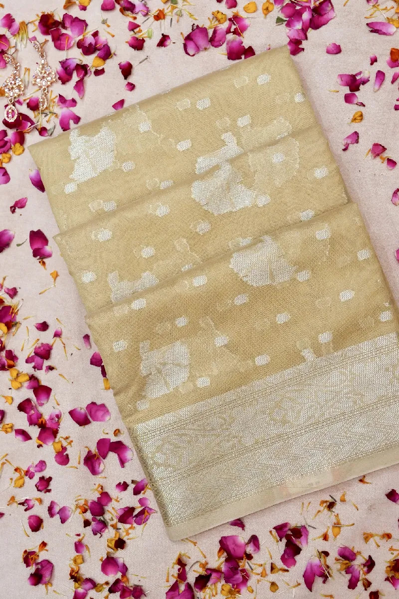 BANARASI CREAM COLOR MIX COTTON SAREE