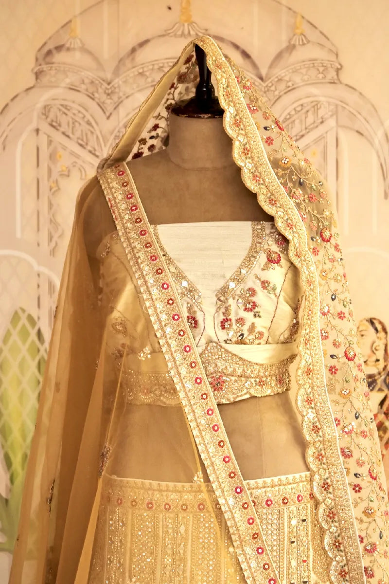 RAW SILK CHIKU COLOR LEHENGA