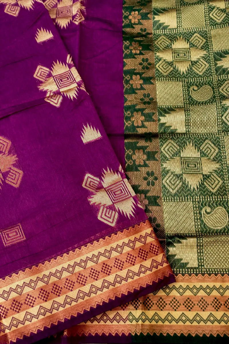 BANARASI MAGENTA COLOR SIKO COTTON SAREE
