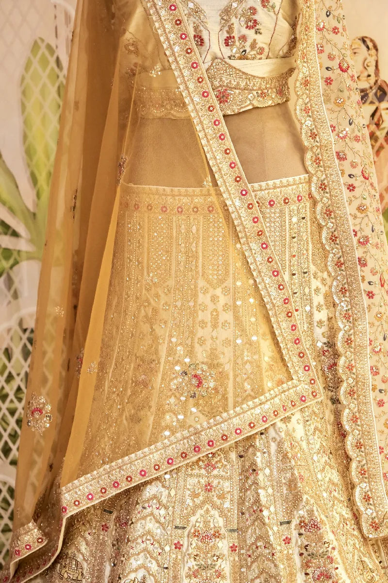 RAW SILK CHIKU COLOR LEHENGA