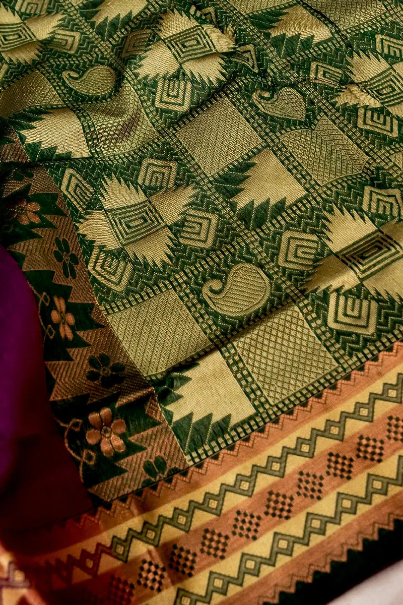BANARASI MAGENTA COLOR SIKO COTTON SAREE