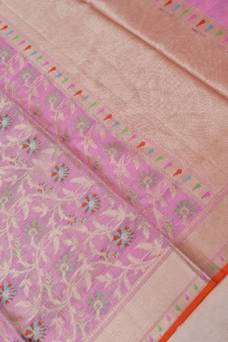 BANARASI BABY PINK COLOR SUPERNET COTTON SAREE