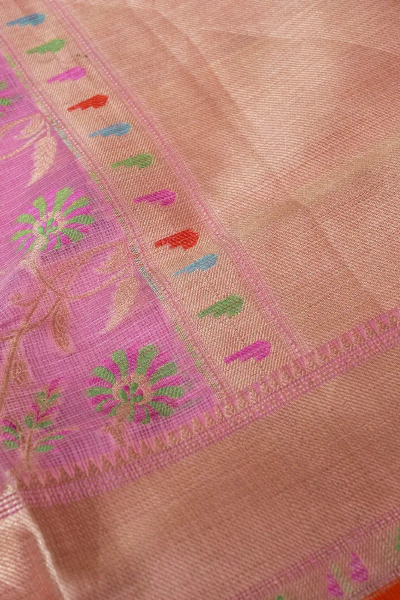 BANARASI BABY PINK COLOR SUPERNET COTTON SAREE