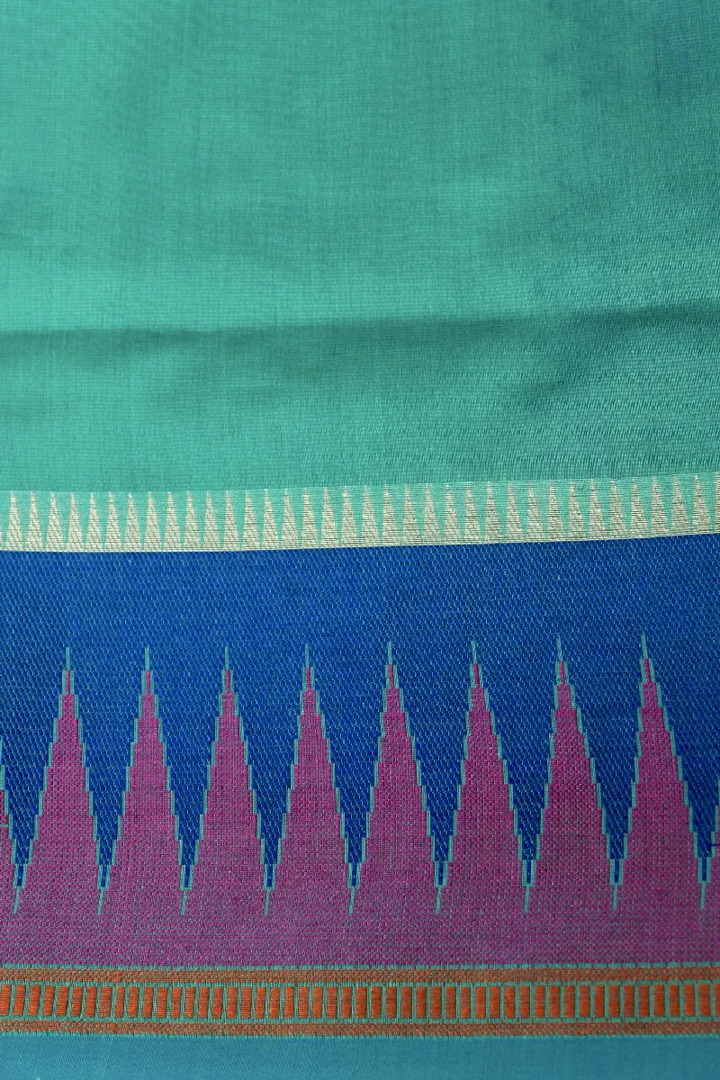BANARASI SEA GREEN COLOR SUPERNET COTTON SAREE