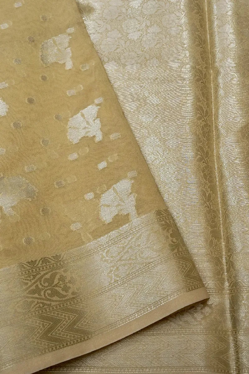 BANARASI CREAM COLOR MIX COTTON SAREE