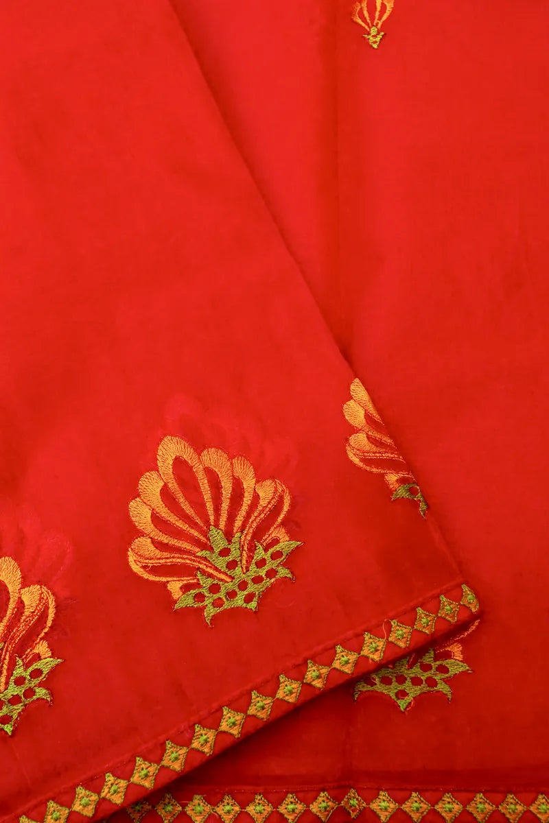 BANARASI RED COLOR HANDLOOM COTTON SAREE
