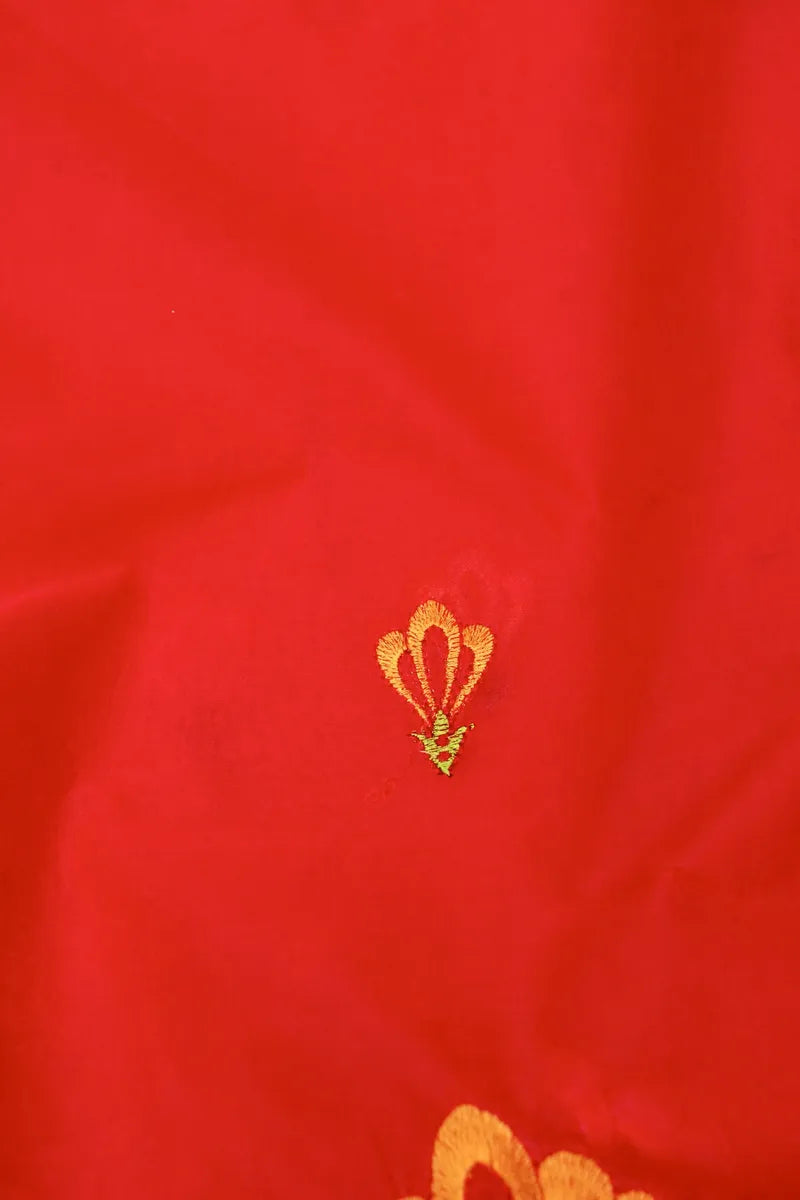 BANARASI RED COLOR HANDLOOM COTTON SAREE