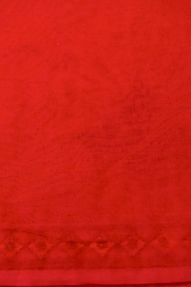 BANARASI RED COLOR HANDLOOM COTTON SAREE