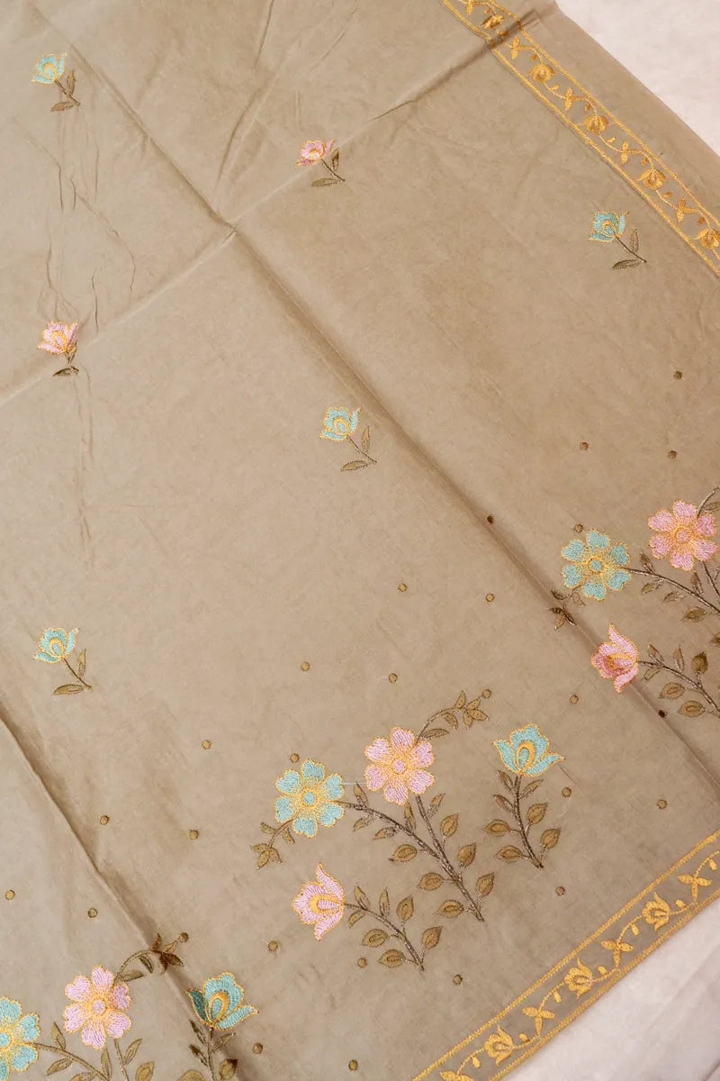 BANARASI CHIKU COLOR HANDLOOM COTTON SAREE