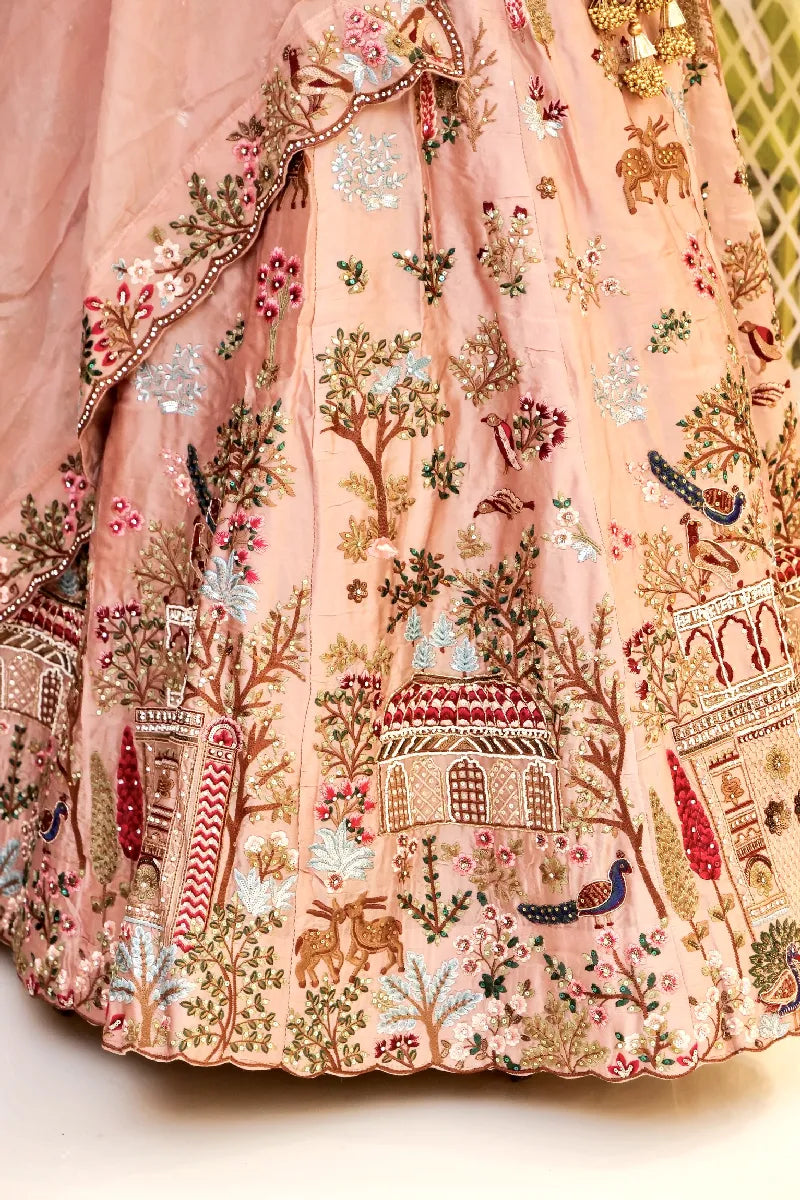 PURE CREPE SILK ROSE GOLD COLOR LEHENGA