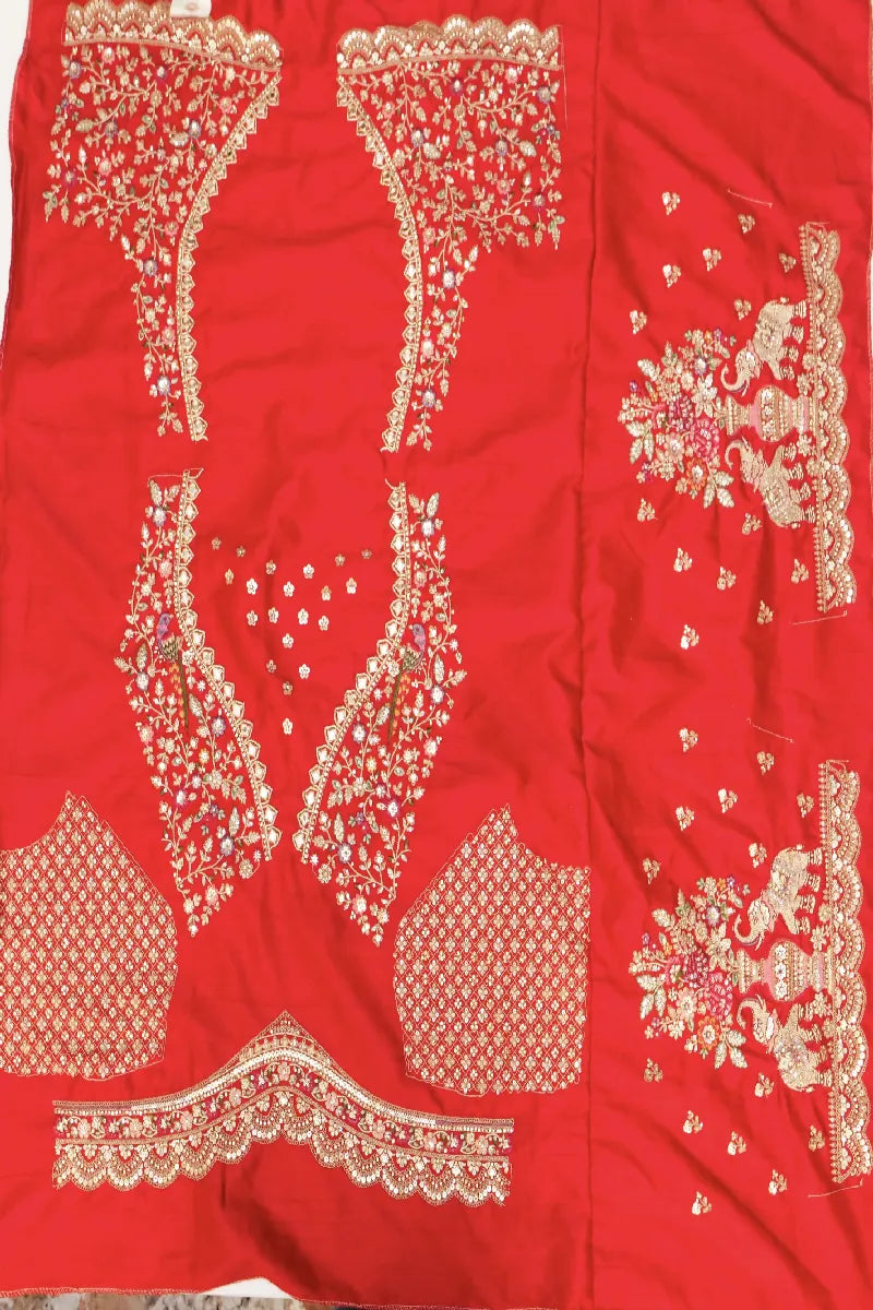 RAW SILK RED COLOR LEHENGA