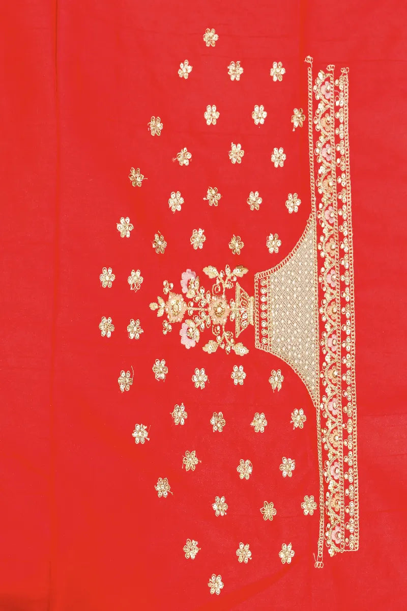 RAW SILK RED COLOR LEHENGA