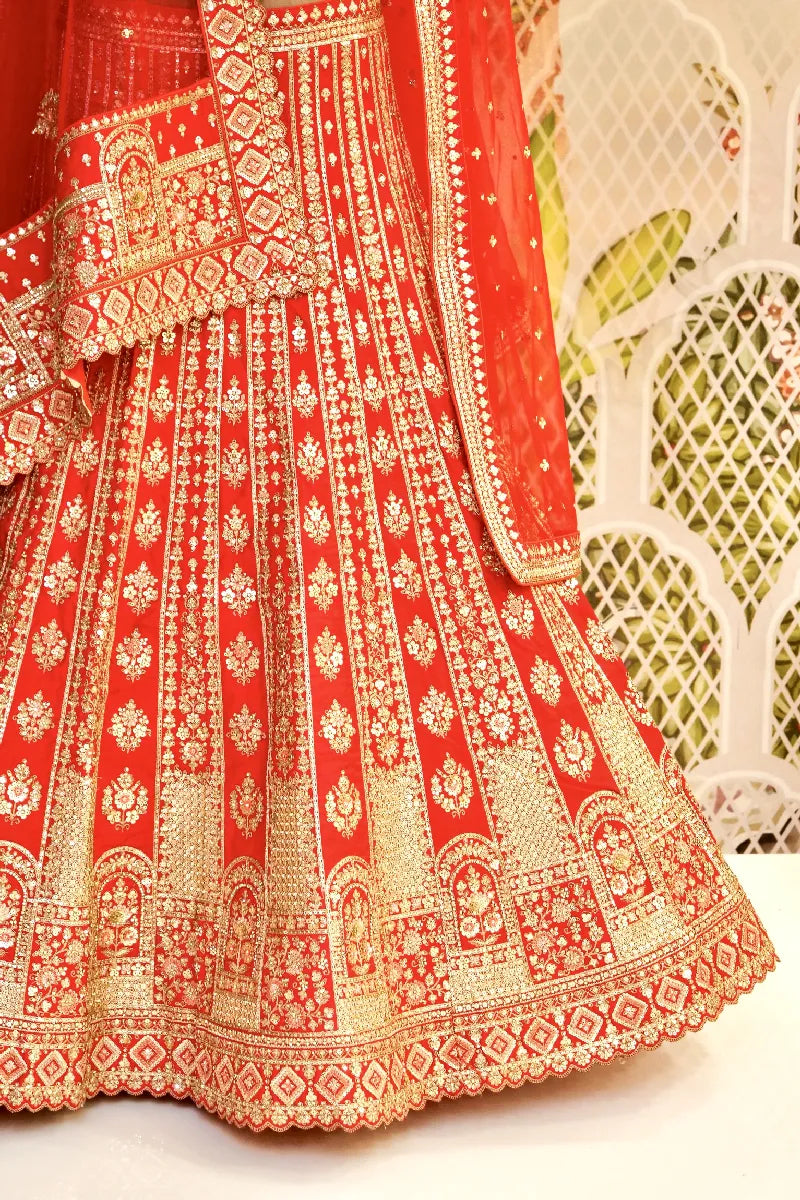 RAW SILK RED COLOR LEHENGA