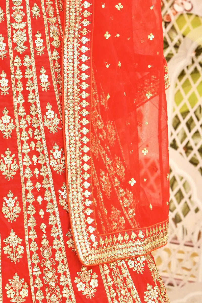RAW SILK RED COLOR LEHENGA
