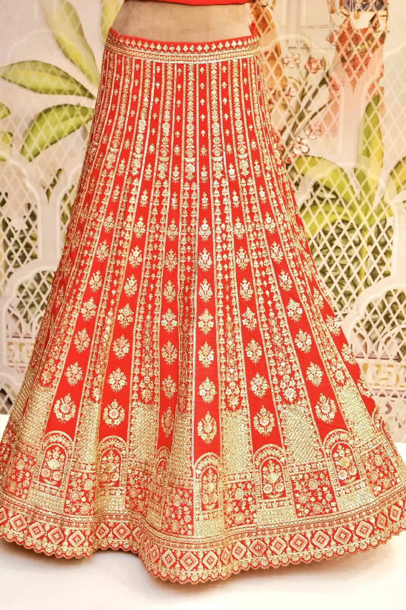 RAW SILK RED COLOR LEHENGA