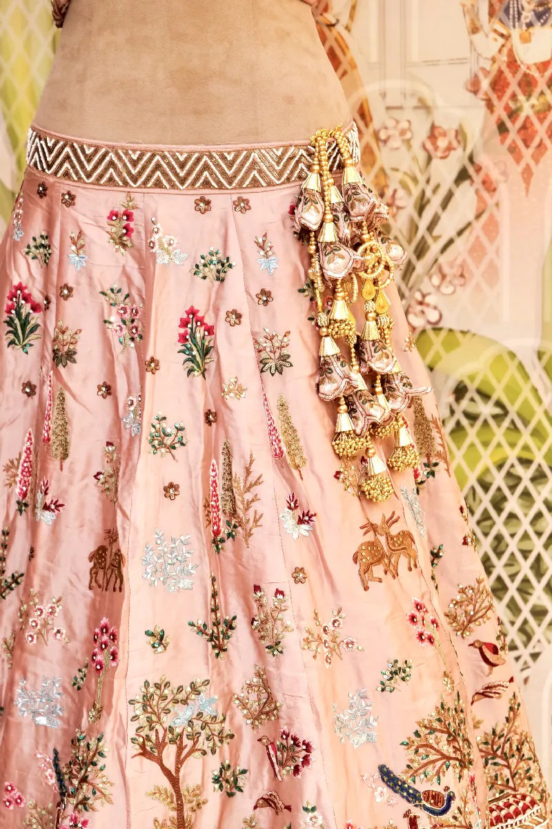 PURE CREPE SILK ROSE GOLD COLOR LEHENGA