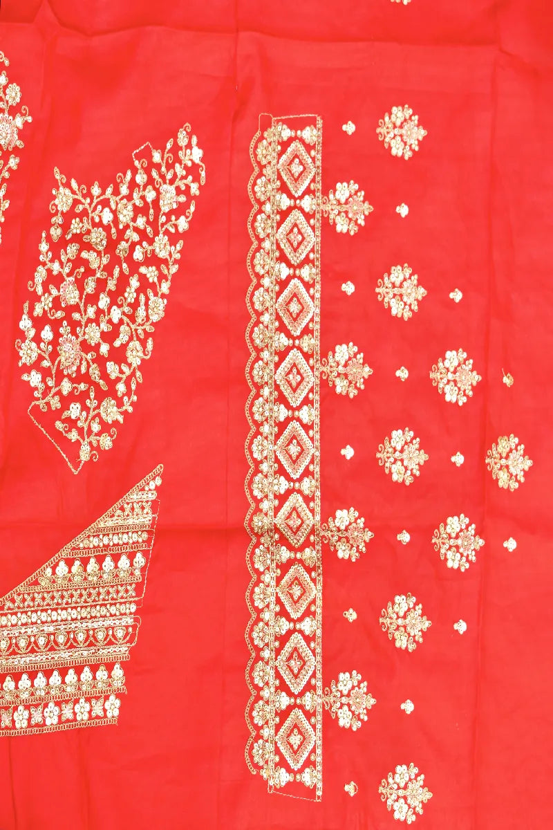 RAW SILK RED COLOR LEHENGA