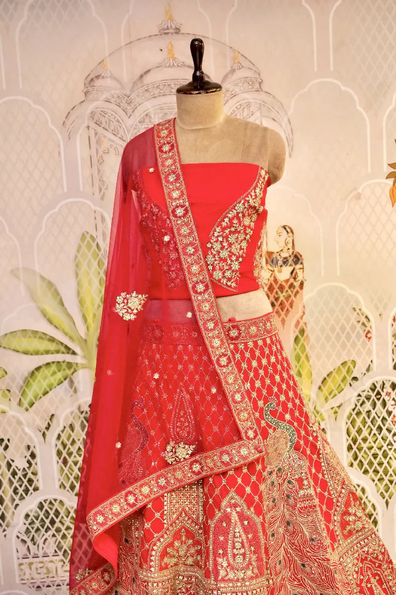 RAW SILK RANI COLOR LEHENGA