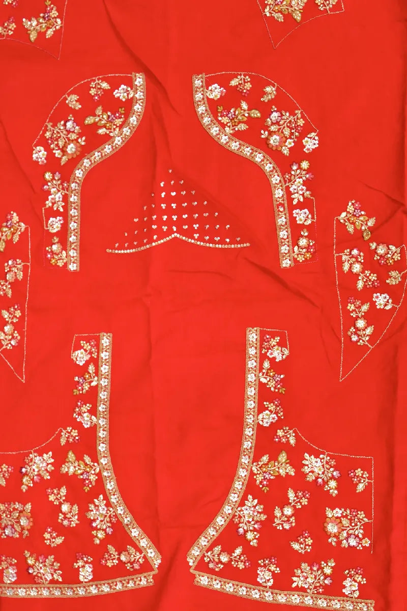RAW SILK RAJWADI RED COLOR LEHENGA