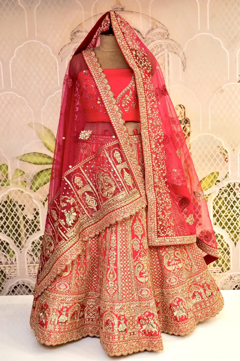 RAW SILK RANI COLOR LEHENGA