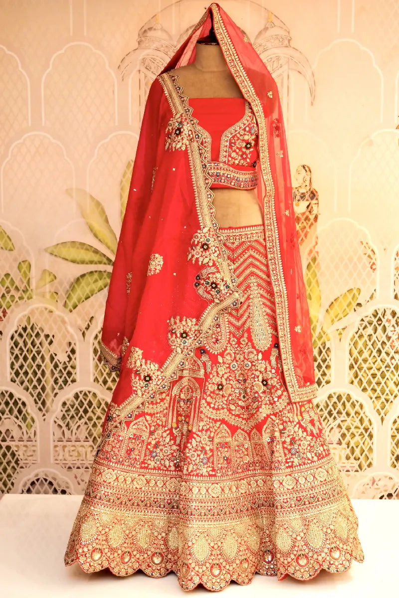 RAW SILK ROSE RANI COLOR LEHENGA