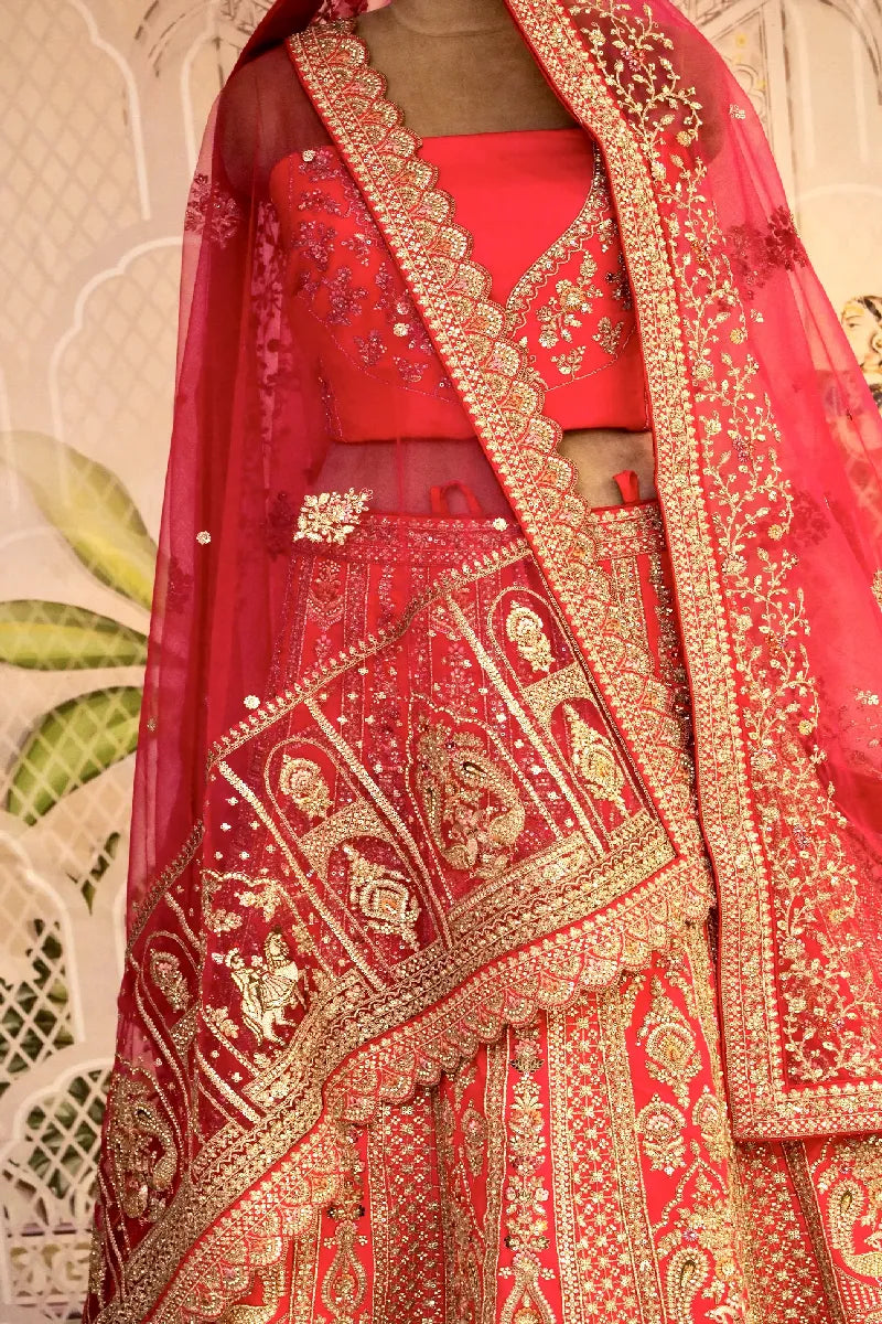 RAW SILK RANI COLOR LEHENGA