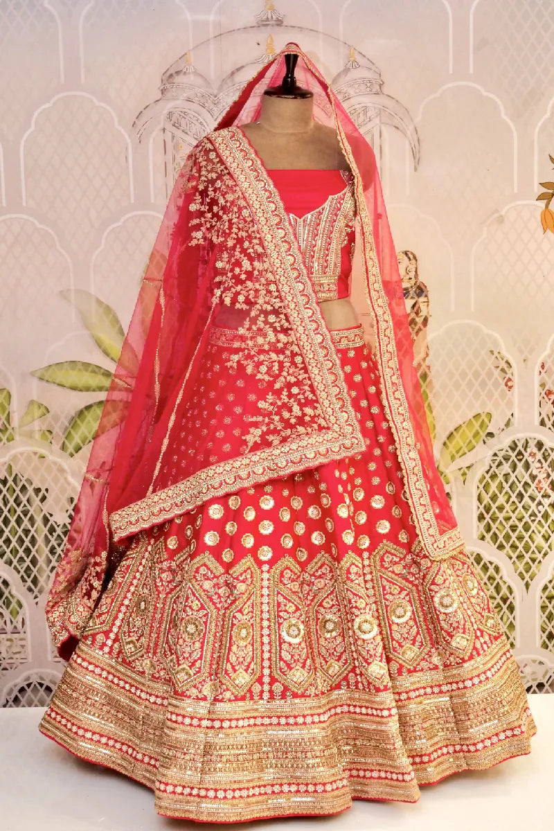RAW SILK PINK COLOR LEHENGA