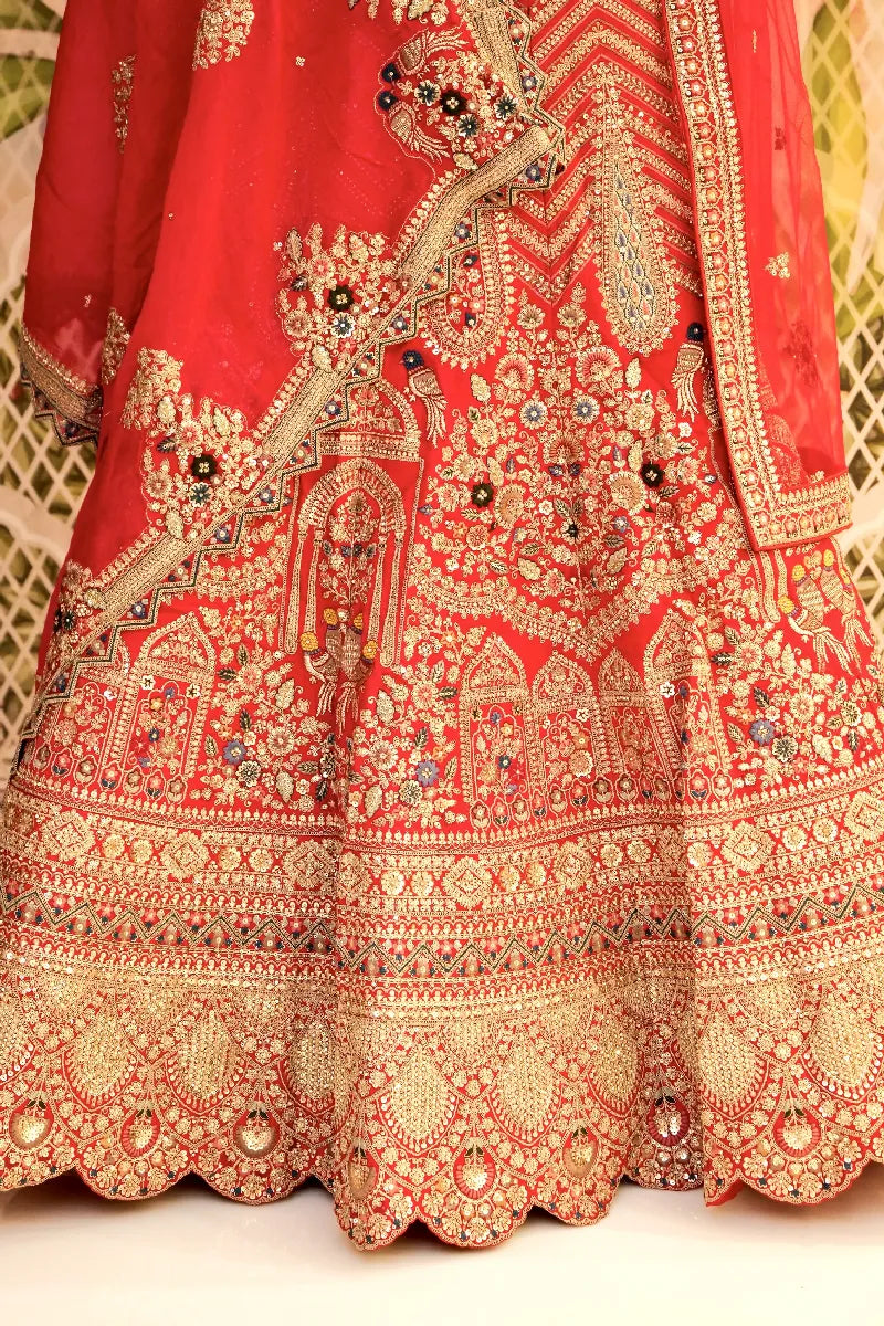 RAW SILK ROSE RANI COLOR LEHENGA