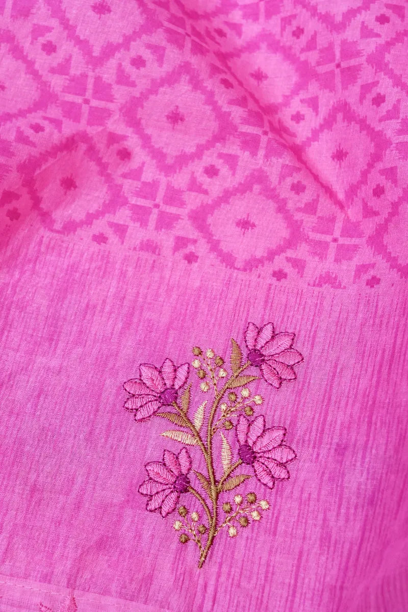 BANARASI ROSE PINK COLOR HANDLOOM COTTON SAREE