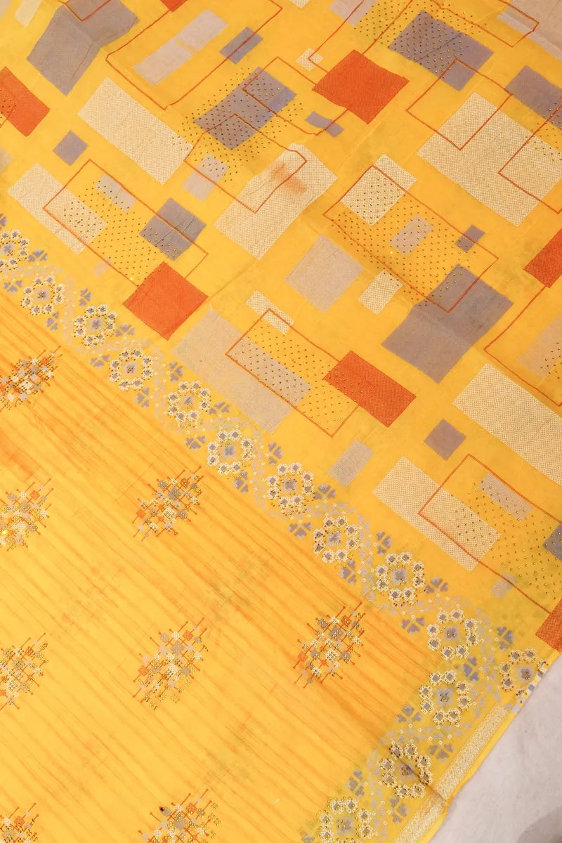 BANARASI YELLOW COLOR HANDLOOM COTTON SAREE