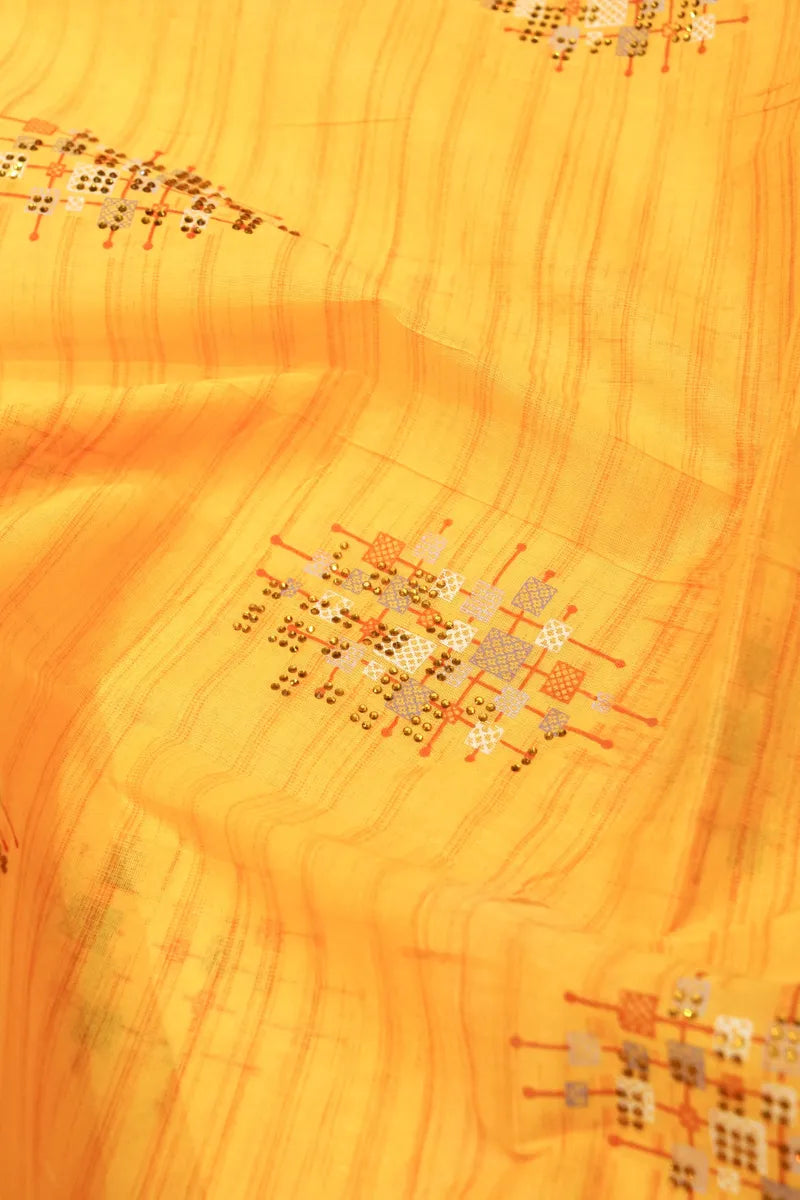 BANARASI YELLOW COLOR HANDLOOM COTTON SAREE