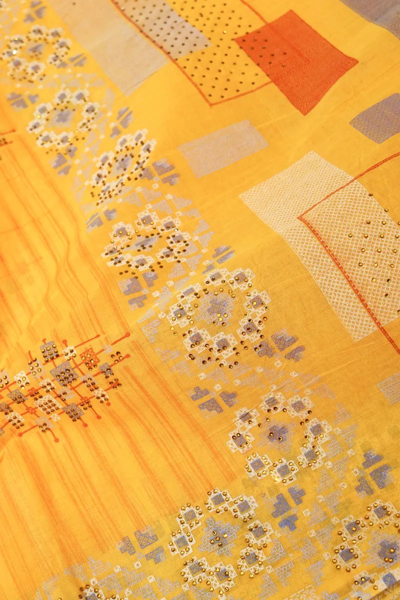 BANARASI YELLOW COLOR HANDLOOM COTTON SAREE