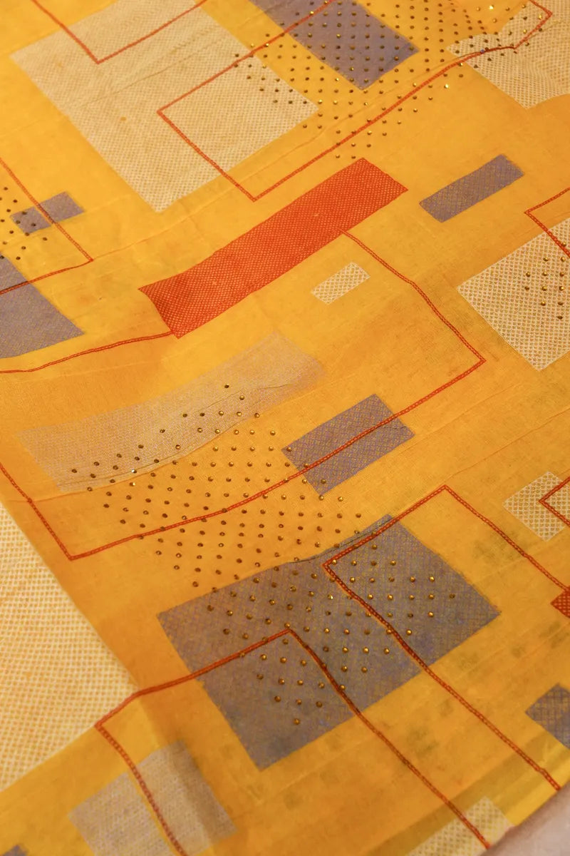 BANARASI YELLOW COLOR HANDLOOM COTTON SAREE