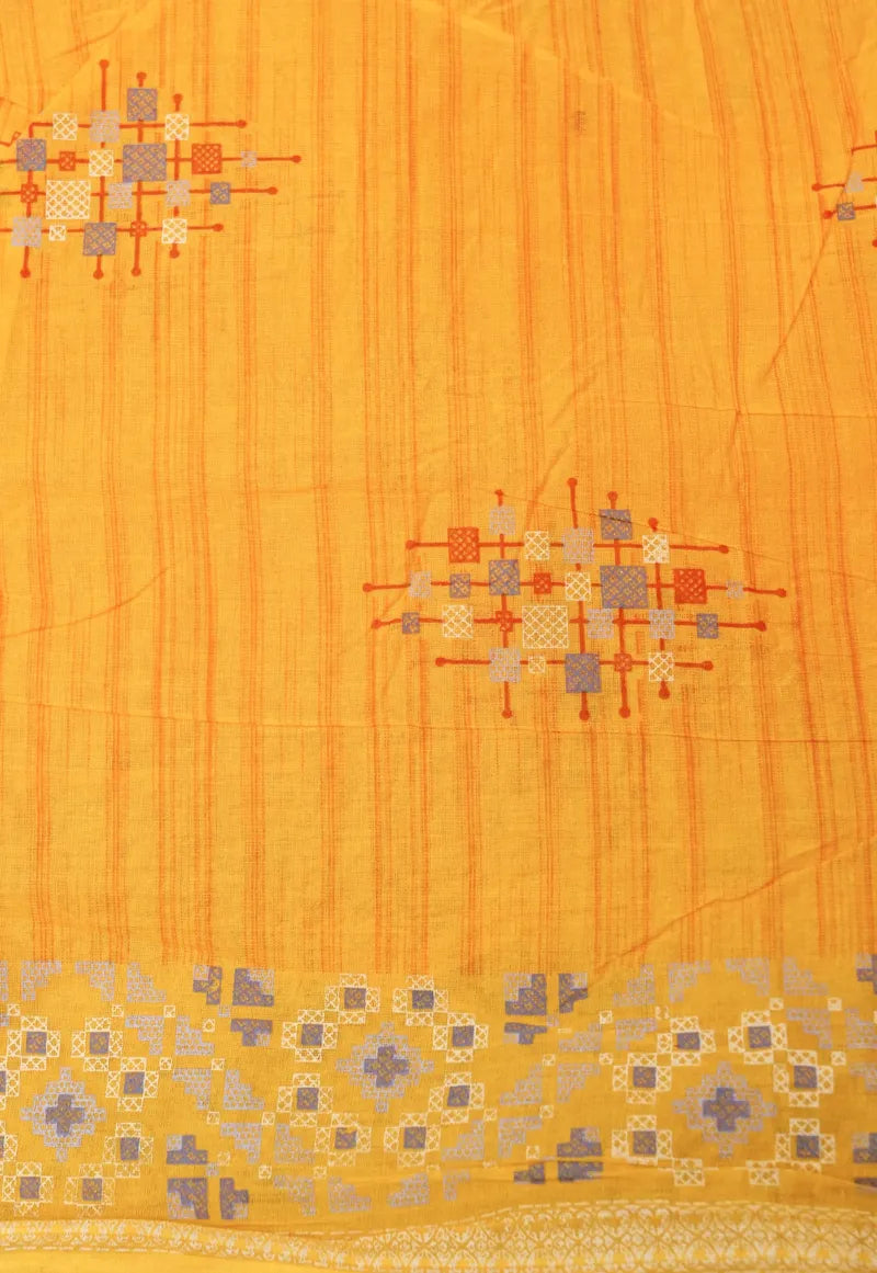 BANARASI YELLOW COLOR HANDLOOM COTTON SAREE