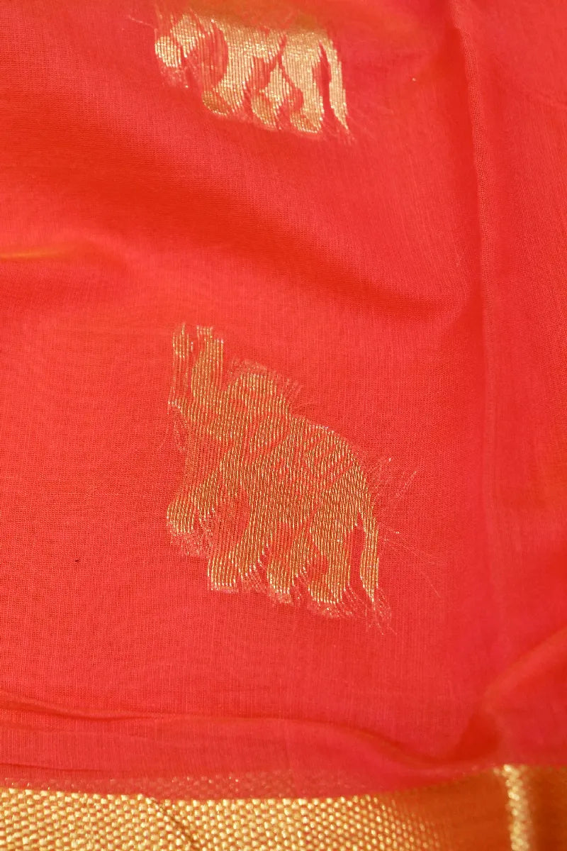 BANARASI GAJARI COLOR SIKO COTTON SAREE