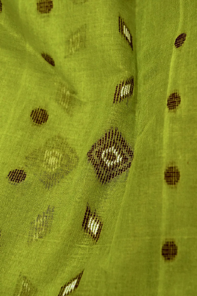 BANARASI PISTA GREEN COLOR SIKO TAANT COTTON SAREE