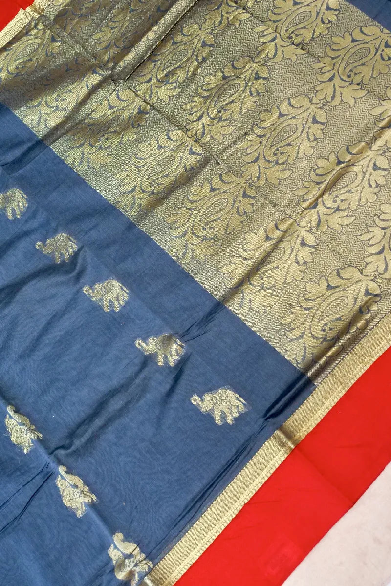 BANARASI GREY COLOR SIKO COTTON SAREE