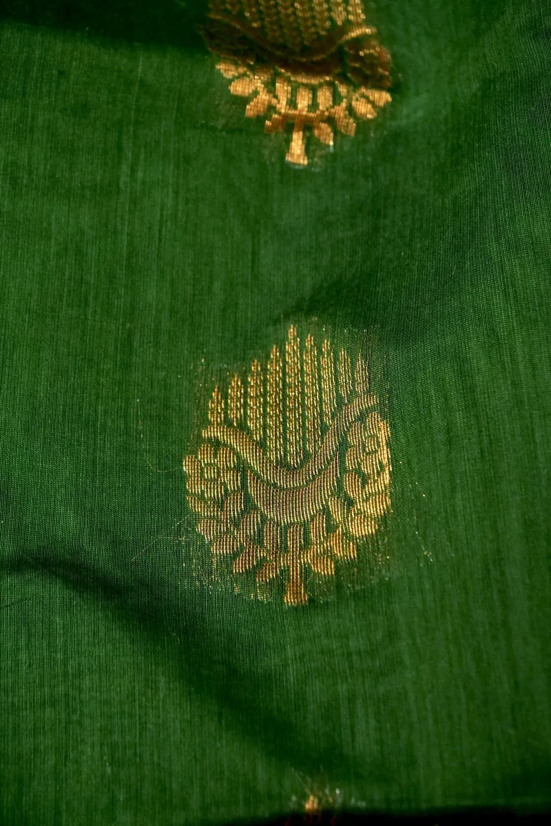 BANARASI MEHENDI GREEN COLOR SIKO COTTON SAREE