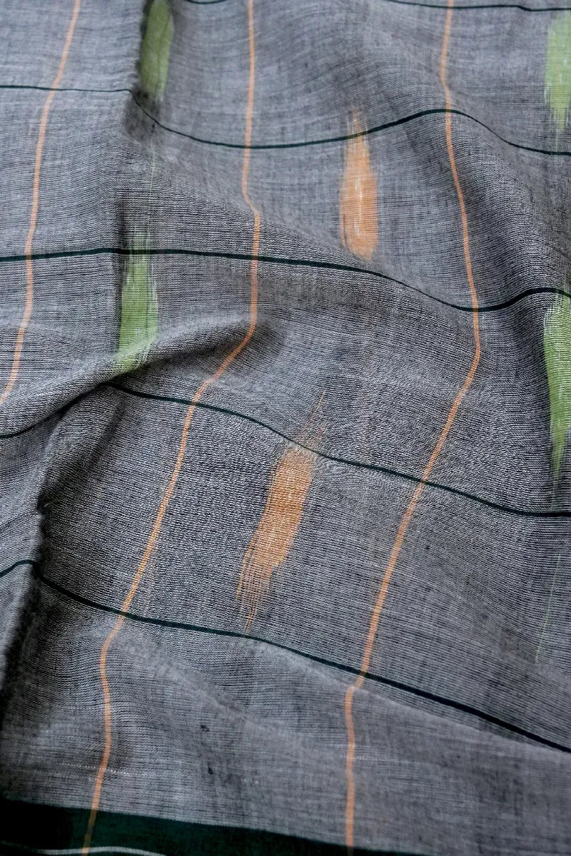 BANARASI SMOKE GREY COLOR HANDLOOM COTTON